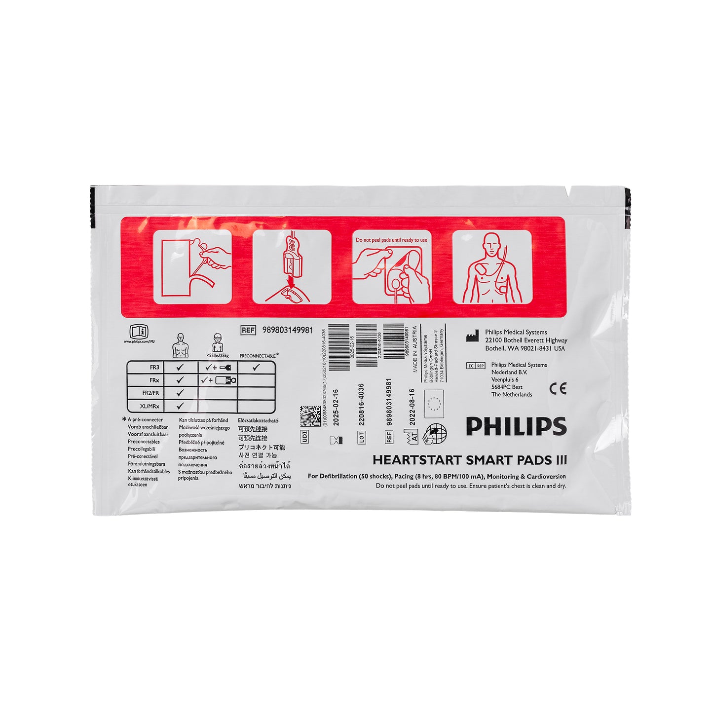 Philips Heartstart DAE accessoires- FR3 électrodes Smart Pads III